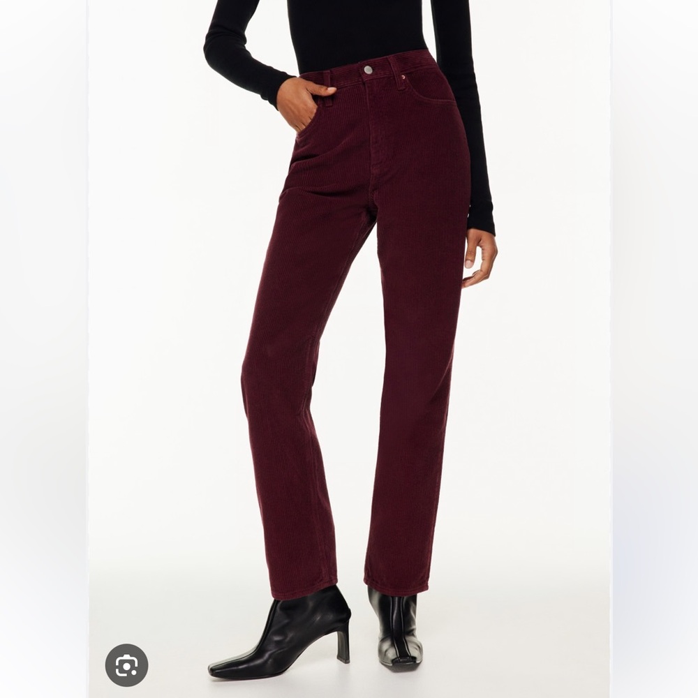 Aritzia Joni Burgundy Corduroy Pants